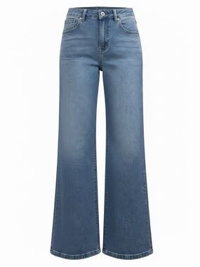 HDLTE Medium Wash Blue Jeans High Waist Wide Leg Boyfriend Loose Fit Size Small